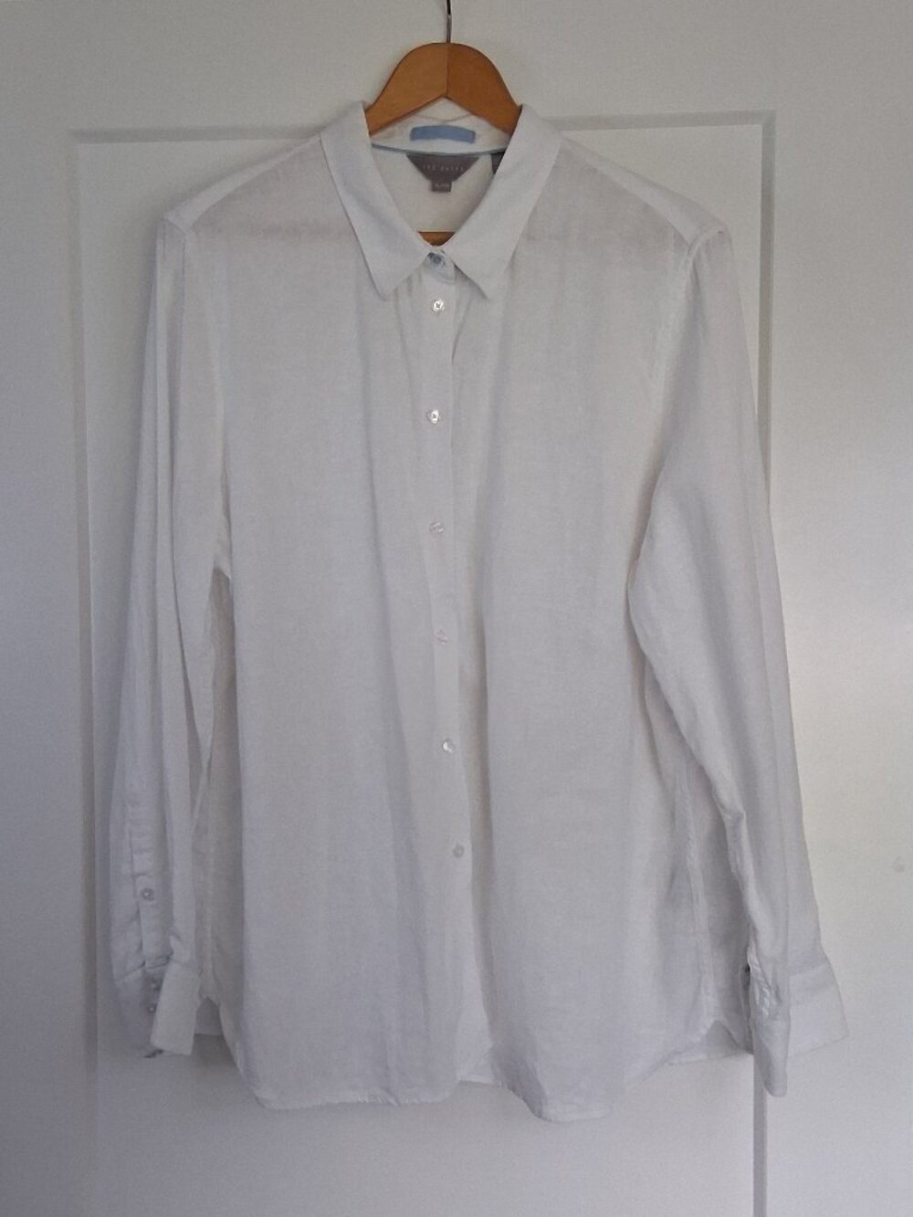 Ted Baker London Linen Rayon Blend Shirt Mens XL White Button Up Coastal Resort